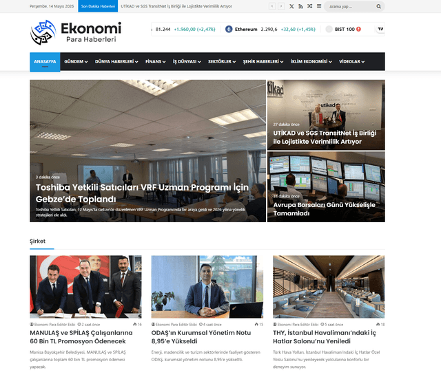 Ekonomi Haber Sayfası giriş ekranı